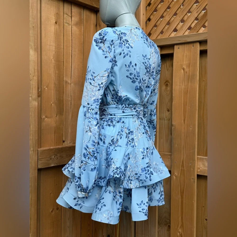 🆕 BRONX & BANCO 🧿 NWOT Bedouin Blue Poppy Tiered Mini Dress - Sz XS US